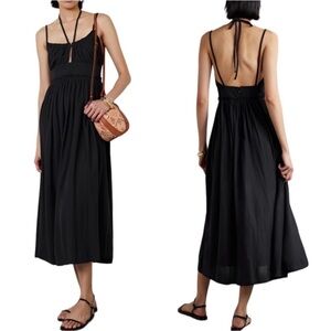 New Ulla Johnson Freya Cut Out Cotton Jersey Midi Dress Black Sz 8